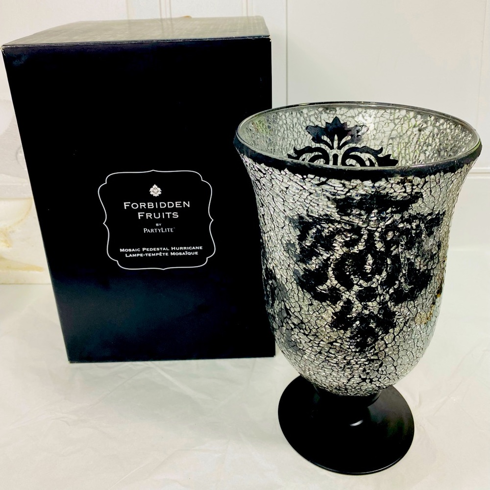 PartyLite Forbidden Fruits Pedestal Hurricane w/box GOTHIC not complete RETIRED